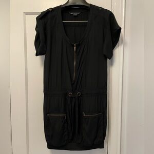 Armani Exchange Black Mini Dress with Zip & Drawstring